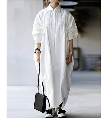Vestido Camisa Casual Blanco y Negro con Diseño Irregular - Image 6