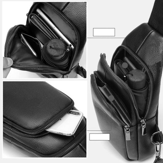 Mochila Bandolera de Cuero Suave - Bolso Diagonal Casual para el Pecho - Image 5