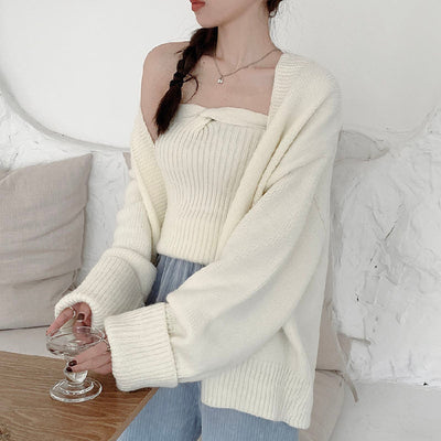 Conjunto Tejido Estilo Occidental: Top Corto y Cardigan Holgado - Image 12
