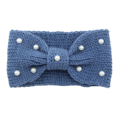 Diadema Tejida de Lana con Moño de Perlas para Mujer - Image 2