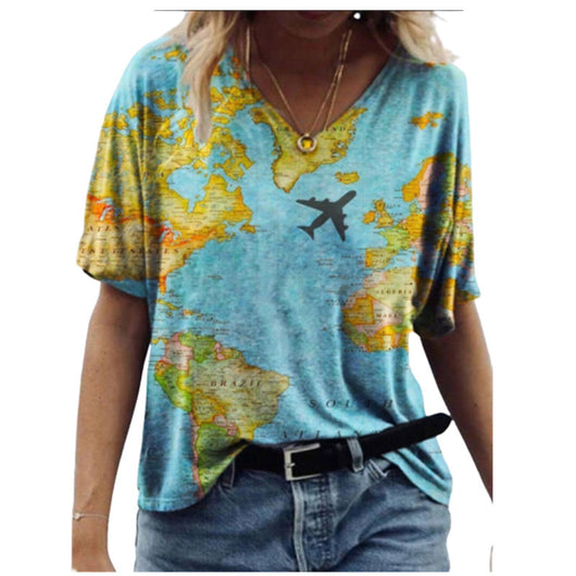 Camiseta Cuello V Estampado Mapa - Image 4