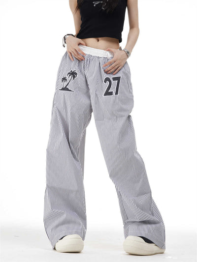Pantalones Rectos Anchos con Rayas Verticales Bordadas - Efecto Adelgazante - Image 6