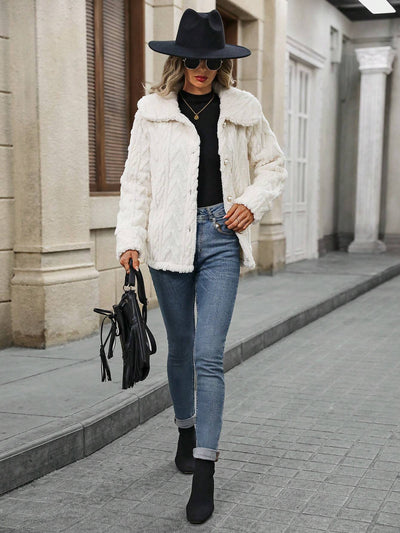 Cardigan de Solapa Grande con Felpa Doble Cara para Mujer - Image 5