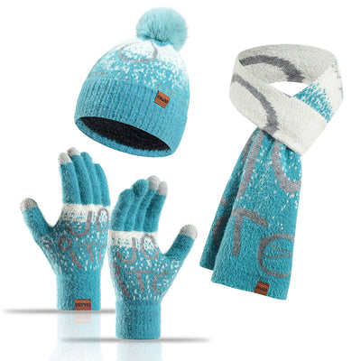 Conjunto de 3 Piezas: Gorro, Bufanda y Guantes de Felpa Jacquard Gruesa - Image 7