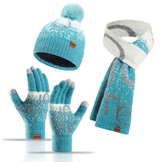 Conjunto de 3 Piezas: Gorro, Bufanda y Guantes de Felpa Jacquard Gruesa - Image 7