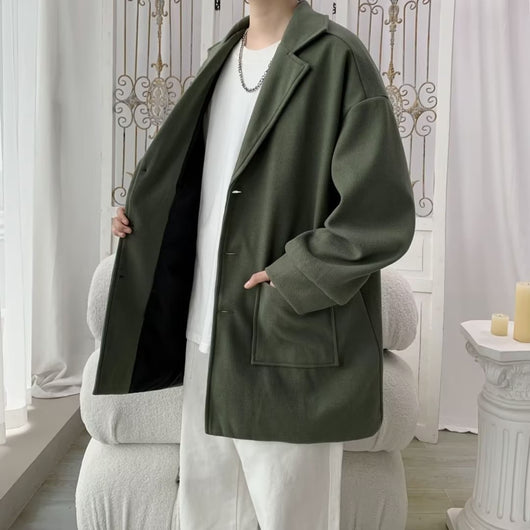Abrigo de Lana Holgado para Hombre - Otoño e Invierno con Forro de Algodón - Image 9