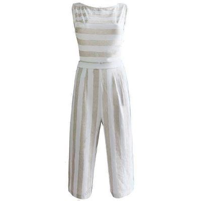 Jumpsuit de Algodón y Lino a Rayas con Tirantes - Image 7