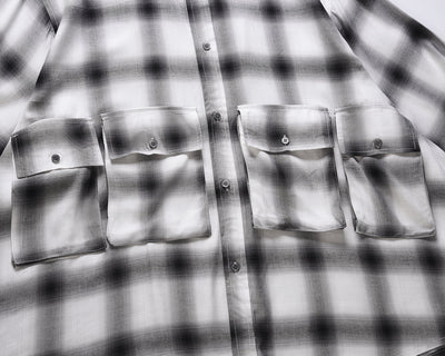 Camisa Cuadros Blanco y Negro Hombre Suelta - Estilo Casual Versátil - Image 8