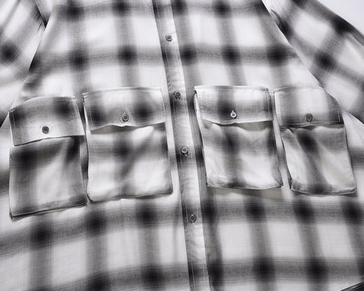 Camisa Cuadros Blanco y Negro Hombre Suelta - Estilo Casual Versátil - Image 8