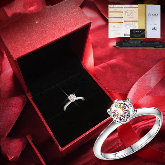 Anillo de Diamante de Quilate en Oro Blanco para Parejas en Plata Esterlina
