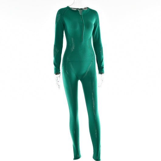 Jumpsuit Tejido a Rayas de Manga Larga para Mujer - Versátil y Elegante - Image 12