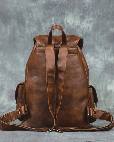 Mochila de Cuero Genuino Estilo Retro - Bolsa Casual Versátil - Image 15