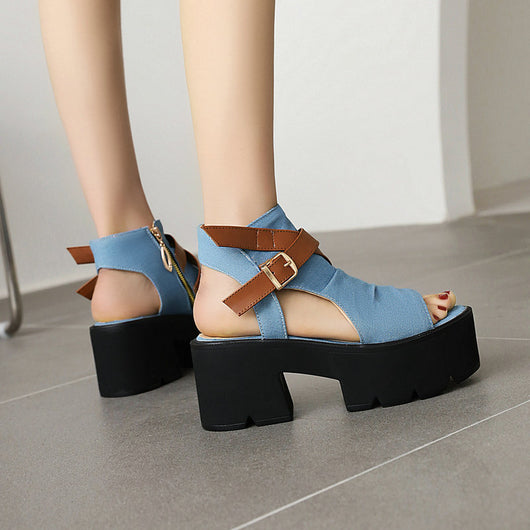 Sandalias de Denim para Mujer con Tira de Anillo y Punta Abierta - Image 13
