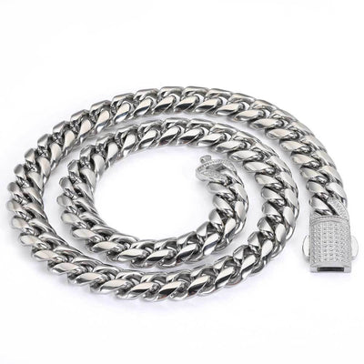 Collar y Pulsera Hip Hop Acero Inoxidable con Cierre de Resorte 12mm - Image 11