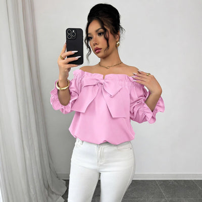 Blusa Cuello Barco con Volantes y Detalle de Moño - Image 3