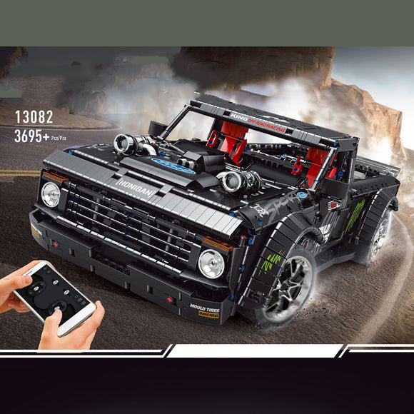 Auto de Carreras Negro con Bloques Constructibles y Control Remoto Eléctrico