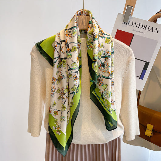 Pañuelo de Seda Cuadrado Rayas Blanco y Negro - Accesorio Versátil para Primavera - Image 29