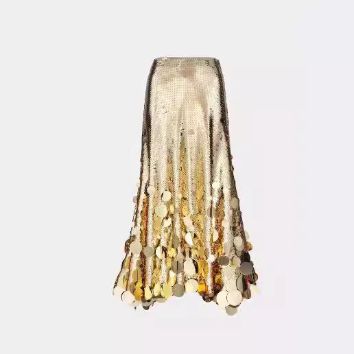 Falda de Fiesta Talla Grande con Lentejuelas Brillantes - Colección Primavera Gongda - Image 5