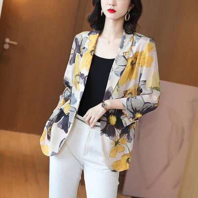 Blazer Suelto de Temperamento Femenino con Mangas 3/4