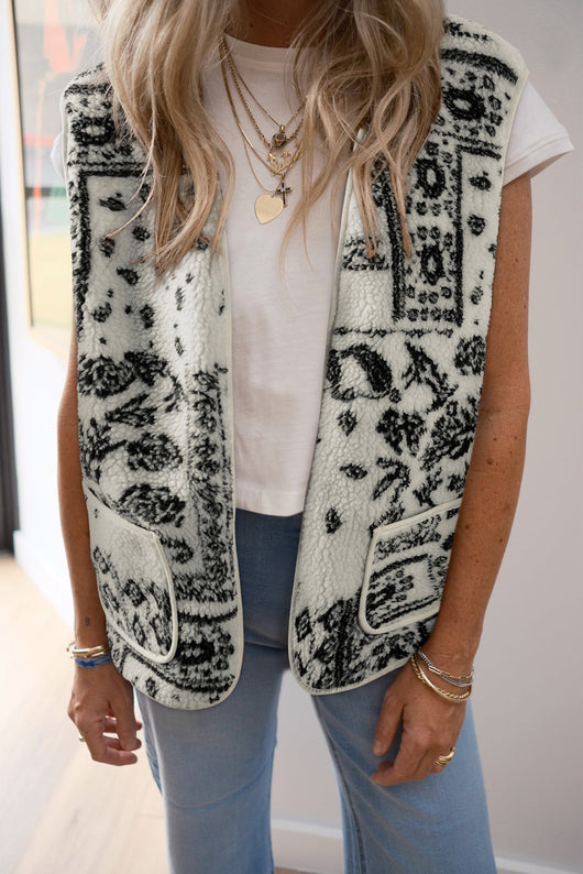 Chaqueta Camisola Western Estilo Paisley en Lana de Cordero Beige - Image 10