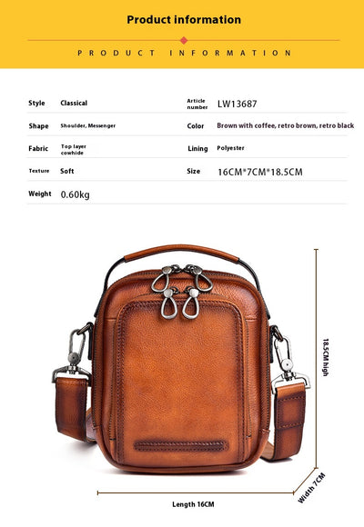 Bolsa Mensajera Casual Retro en Cuero Genuino para Hombre - Image 12