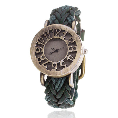 Reloj Pulsera de Cuero Tejido con Diseño Retro Hueco para Mujer - Image 5