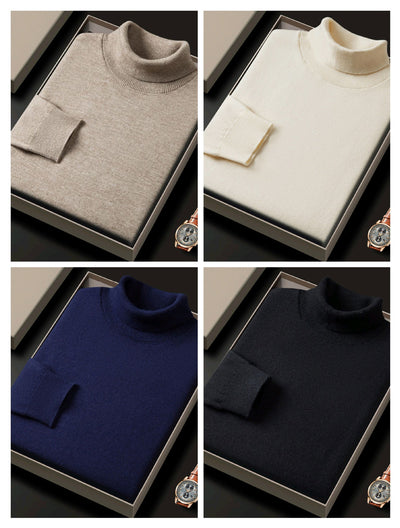 Suéter Cuello Alto Liso Grueso Holgado para Hombre - Image 20