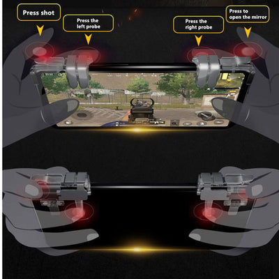 Pair of transparent and silver mobile gaming triggers with pistol-grip style levers for smartphone attachment. - Image 4