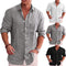 Camisa de Algodón y Lino Clásica con Cuello Solapa - Ajuste Regular