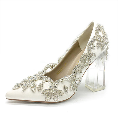 Zapatos de Tacón Alto Satinado con Punta Afilada y Cristales Brillantes - Image 10