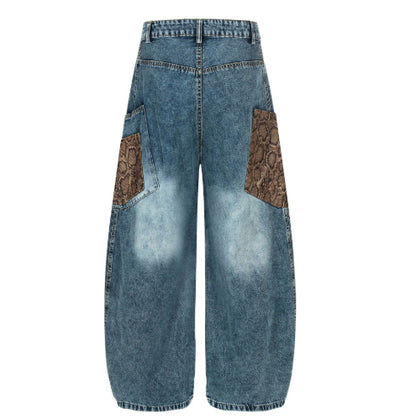 Pantalones Vaqueros Retro Anchos Lavado Desgastado para Hombre - Image 6