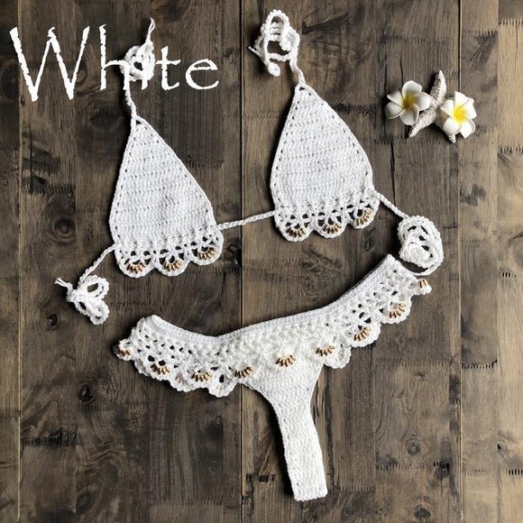 Bikini Artesanal Dividido con Accesorios para Playa