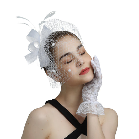 Tocado de Novia con Velo, Lazo y Sombrero de Copa - Image 13