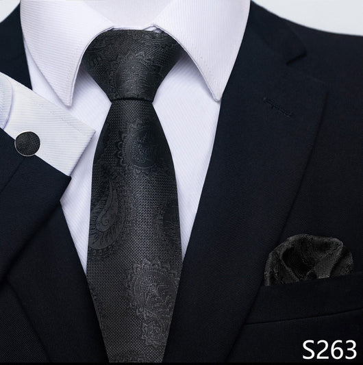Conjunto Completo de Accesorios Ejecutivos: Corbata, Pañuelo y Gemelos Formales - Image 6