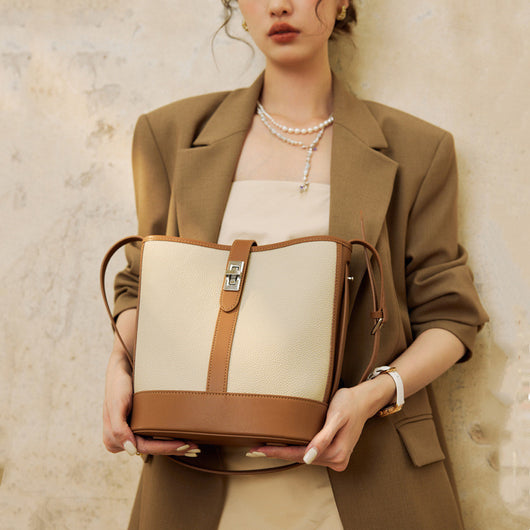 Bolso Bandolera de Cuero Genuino con Gran Capacidad para Mujer