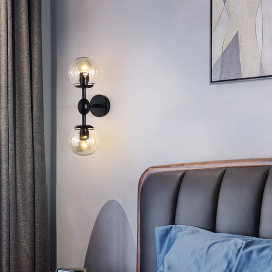 Lámpara de Pared Doble Cabezal Vidrio y Hierro - Diseño Minimalista - Image 3