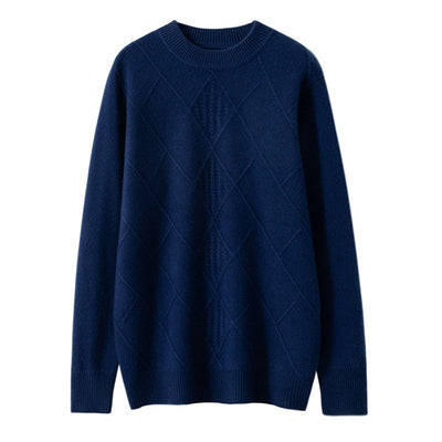Suéter Cashmere Hombre Cuello Redondo Jacquard Elegante - Image 4
