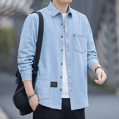 Camisa Vaquera Azul de Manga Larga para Hombre - Image 5