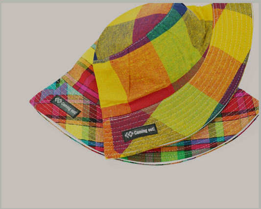 Gorro Bucket de Algodón y Lino Transpirable Cuadros Arcoíris