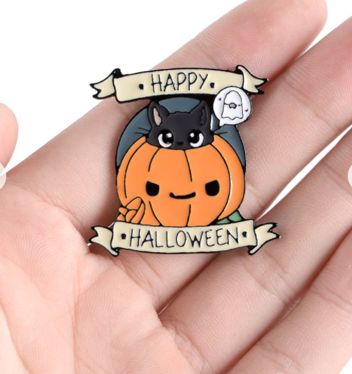 Broche Calabaza Halloween con Esmalte y Efecto Goteo - Image 9