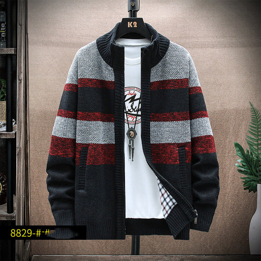 Suéter de Punto Cuello Alto a Rayas para Hombre Talla Grande - Image 7