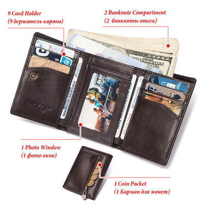 Billetera Multifuncional de Cuero Genuino con Compartimentos y Cierre - Image 3