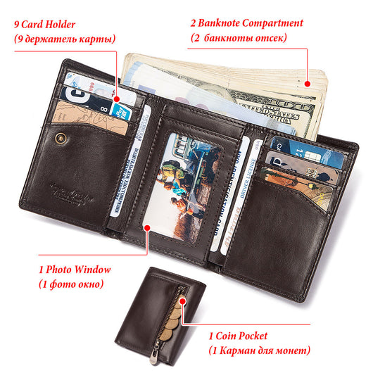 Billetera Multifuncional de Cuero Genuino con Compartimentos y Cierre - Image 3
