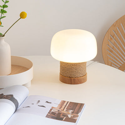 Lámpara de Mesa Setas Crema Estilo Nórdico Escandinavo en Madera - Image 9