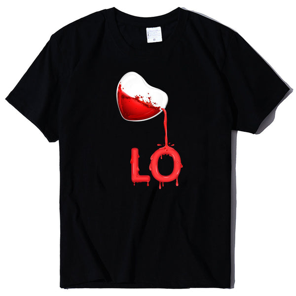 Playera de Pareja Cuello Redondo Love Rojo con Bordado LOVE Manga Corta Casual - Image 14