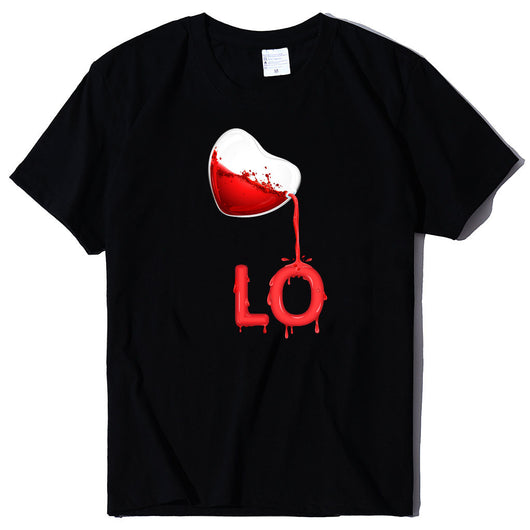 Playera de Pareja Cuello Redondo Love Rojo con Bordado LOVE Manga Corta Casual - Image 14