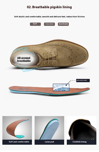Zapatos de Cuero Ante Grabado Vintage Transpirables para Hombre - Image 16