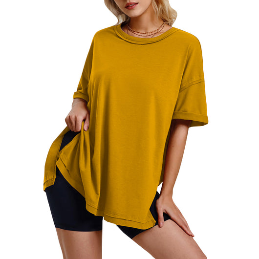 Camiseta Suelta de Algodón con Aberturas Laterales para Mujer - Image 12