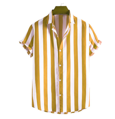 Camisa de Playa Hombre Rayas Tejidas - Estilo Casual Europeo Verano - Image 13