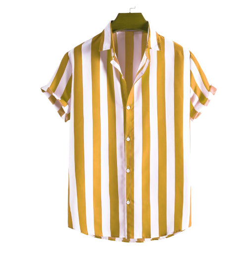 Camisa de Playa Hombre Rayas Tejidas - Estilo Casual Europeo Verano - Image 13
